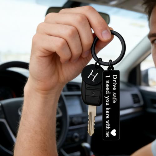 Image of drive safe keychain for him key rings for her men boyfriend