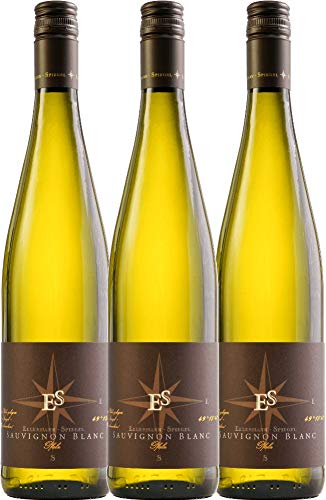 VINELLO 3er Weinpaket Weißwein - Sauvignon Blanc 2021 - Ellermann-Spiegel mit VINELLO.weinausgießer | 3 x 0,75 Liter Cover