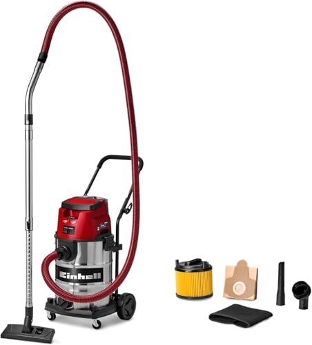 Einhell Akku-Nass-Trockensauger TE-VC 36/30 Li S-Solo Power X-Change (36 V, ECO/Boost-Mode, Edelstahlbehälter 30 l, Blasanschluss, inkl. 2,5m hochbelastbarem Schlauch, ohne Akku und Ladegerät)