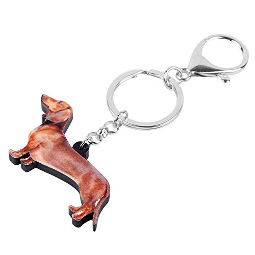 WEVENI Acrylic Dachshund Dog Keychain Cute Jewelry For Women Girl Bag Wallet Car Charms (Brown)3