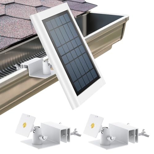 2Pack Gutter Mount for Solar Panel No Drill Aluminum Alloy Bracket with 360 Rotation Weatherproof and Rustproof Easy Installation for Maximum Sunlight Exposure White