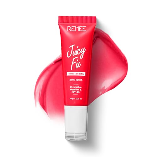 Image of RENEE Juicy Fix Tinted Lip Balm- Berry Splash | Shiny, Glossy Finish | Protects Lips With SPF 30 | Repairs & Nourishes Dry, Flaky Lips | With Peptides, Ceramides & Hyaluronic Acid | 10 g