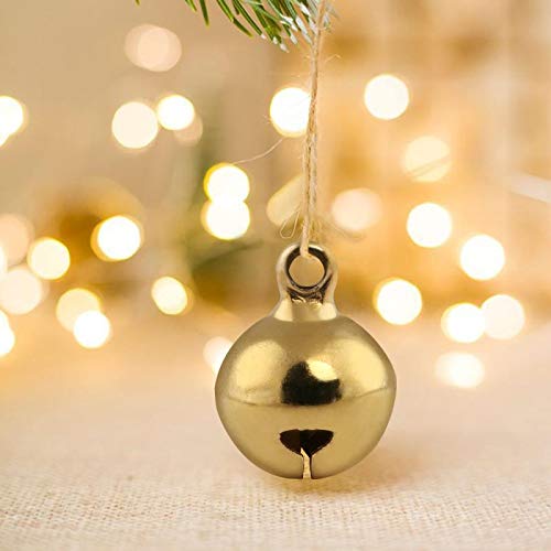 TOAOB 20 stuks bronzen belletjes om te knutselen, vintage klokken, 22 mm, metalen belletjes, met 1 rol henneptouw voor windgongen, handwerk, vakantiedecoratie, kerstklokken, huisdierklokken