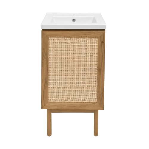 Image of Classe 18 inch Bathroom Vanity in Oak Bath Sink Cabinet Sink Included