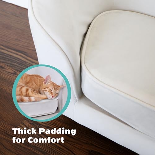 Critter Sitters 28-In. Faux-Velvet White Oval Dog Bed for Small Dogs and Cats, Modern and Comfortable Pet Sofa, Easy to Clean - Image 6