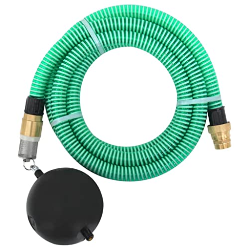 vidaXL Saugschlauch, Gartenschlauch mit Messing-Anschlüssen Schwimmer, Saugschlauchgarnitur Ansauggarnitur für Gartenpumpen Hauswasserwerke, Grün 1,1' 5m PVC