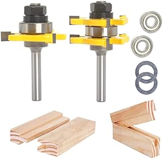 Sinoprotools Tongue and Groove Router Bits 1/4 Inch Shank, 1-3/4