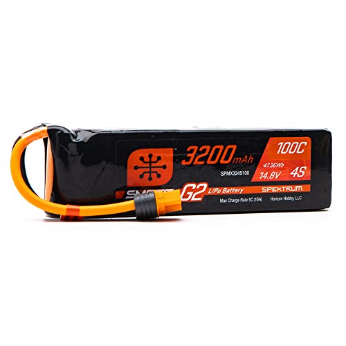 Spektrum 14.8V 3200mAh 4S 100C Smart G2 LiPo Battery: IC3, S
