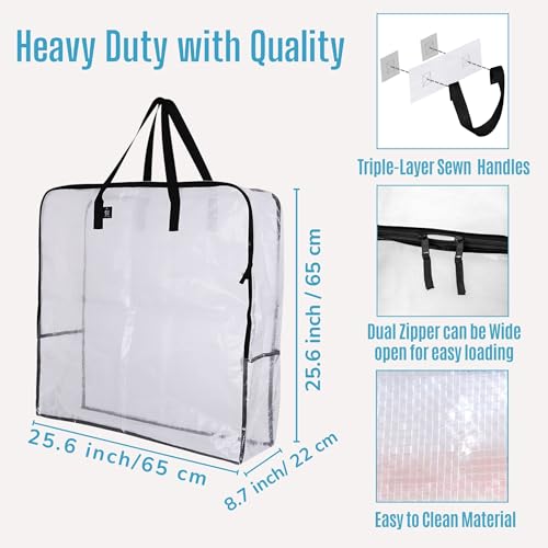 VENO 5 Pack Wreath Storage Bag and Christmas Decoration Garland Container, 30 Inch Clear Wreath Bag, Holiday Decoration Organizers, Moving Boxes. Packing Supplies for College (Square - 5 Pack)