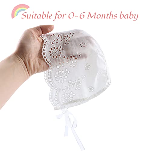 Cute Baby Lace Hat Infant Baby Girls Bonnet Newborn Christening Cap Summer Baptism Hats For Girls 0-6 Months (White-C) #TOP5