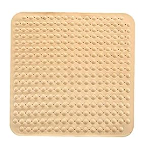 Douchematten Badkamer Tapijt Massage Vloermat Vierkante Antislip Badkuip Mat met Zuignoppen voor Badkamer 80x80cm Crème