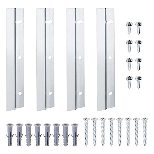 Image of The Lord of the Tools 2 Pairs French Cleat Picture Hanger 6inch Flush Mount Bracket Aluminum Alloy Wall Mounting Bracket Accessories for Assembling Mirror Photo Whiteboard