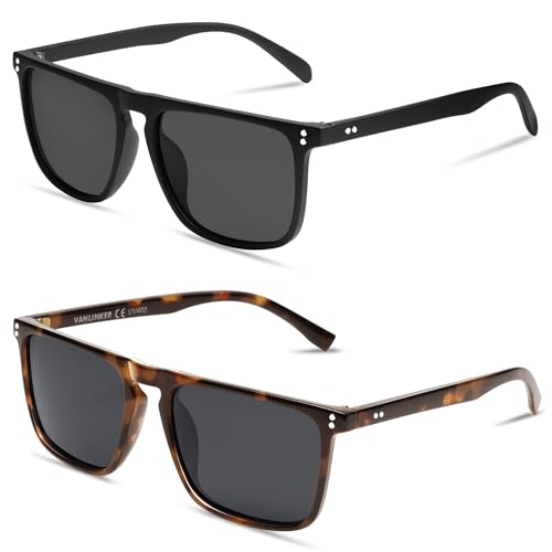 Image of VANLINKER Polarized Square Sunglasses for Men Women Dark Shades with UV Protection for Driving VL9748
