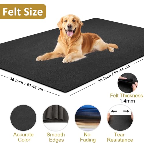 Image of XSEINO Black Large Felt Fabric 36 inch X 36 inch(1 Square Yard), 1.4 mm Thick Soft Felt Fabric Sheet for Crafts, Black Series Colors Soft Nonwoven Fabric, Fit for Decoration, Sewing, DIY Crafts