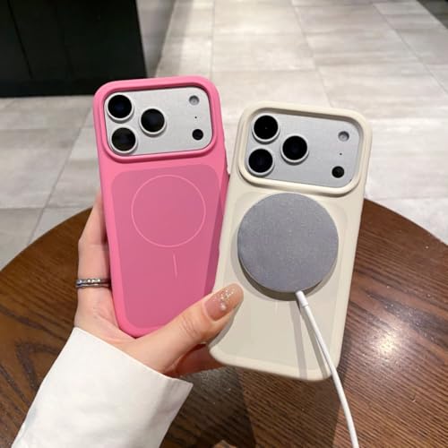 Coque iPhone 17 Pro rose en silicone liquide mat antichoc - 6