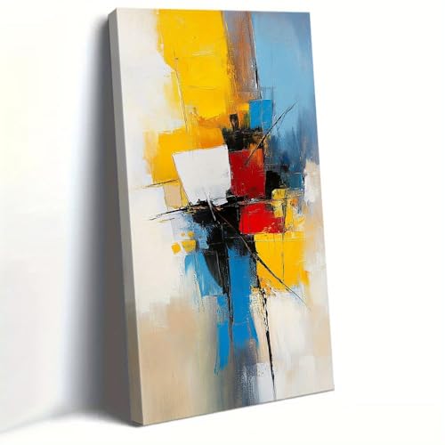 Vortex bleu et jaune grand tableau moderne pour salon