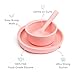 Munchkin Silicone Baby Feeding Set, Toddler Suction Bowl, Plate and Spoon, Baby Led Weaning and Infant Self Feeding, C’est Silicone! Mealtime Set, 4 Months and Up, BPA Free, Coral
