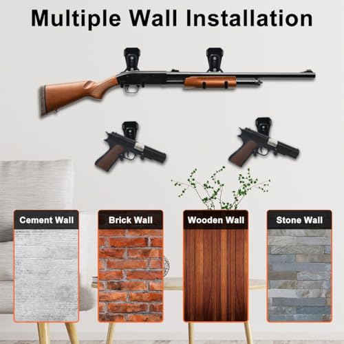 Pistol Rack, 1/4 Pack Pistol Holder for Gun Safe, Upgraded Pistol Wall Mount Use Heavy Duty Steel, Pistol Stand Mounted Behind Door, Wall, Cabinet, Etc