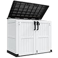 LHBcraft Outdoor Storage Cabinet 36 Cu Ft with Lockable Doors, Portable Horizontal Resin Storage Shed -Easy to Assemble, Waterproof Outdoor Storage Box for Backyards,Patios