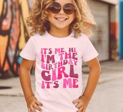 Image of LOTUCY Birthday Girl Outfit for Kids Its Me Hi Im The Birthday Girl Shirt Letter Printed Princess Birthday T-Shirt