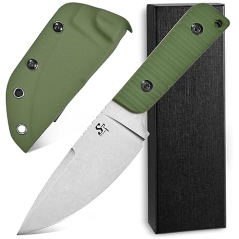 Sitivien ST14 Fixed Blade Knife AUS-10 Steel Blade G10 Handle Full Tang Knife EDC Tool Knife for Outdoor Camping Hiking Hunting Adventure Bushcraft(Green) Cover