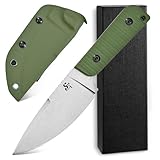 Sitivien ST14 Fixed Blade Knife AUS-10 Steel Blade G10 Handle Full Tang EDC Tool Knife for Outdoor Camping Hiking Hunting Adventure Bushcraft(Green)