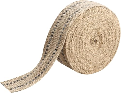 Image of YaeCCC Craft Jute Webbing Tape,20 Yards Width 2 inch Roll Natural Burlap Red Line Jute Webbing Ribbon for Chair Repair, Crafting, Burlap Ribbon, Upholstery