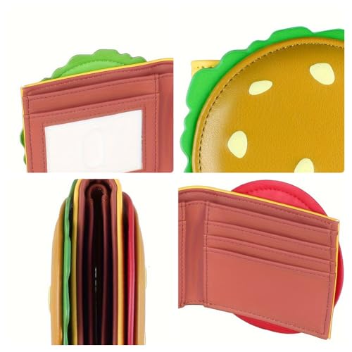 Burger Shaped Wallet for Girls Women RFID Blocking Bifold Purse Cute Hamburger Design2