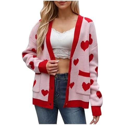 Women's Oversized Love Print V-Neck Cardigan Cover