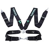 Hubiuyo 3 インチ レーシング シートベルト ハーネス スタイル 調節可能なドリフト 4点式シートベルト 車の改造された金属製クイックリリースシートベルト (ブラック,4点式)