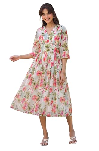 Janasya Women's Georgette Floral Printed Tiered Dress product image 8