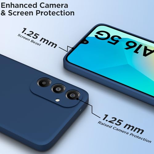 Image of Outlouders Back Cover for Samsung Galaxy A16 5G | Camera Protection | Durable Soft Matte Silicone Bumper Case (Blue)