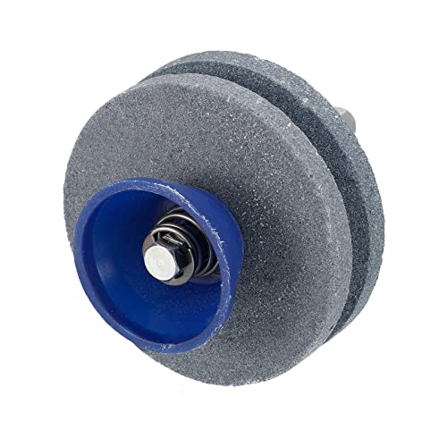 sourcing map Affûteur de lame de tondeuse à gazon, universel double couche en corindon, meuleuse à pierre pour perceuse électrique, perceuse manuelle, gris