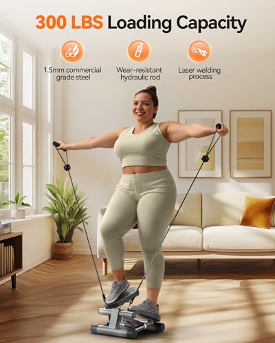 Image of Niceday Steppers for Exercise, Stair Stepper with Resistance Bands, Mini Stepper with 300LBS Loading Capacity, Hydraulic Fitness Stepper with LCD Monitor