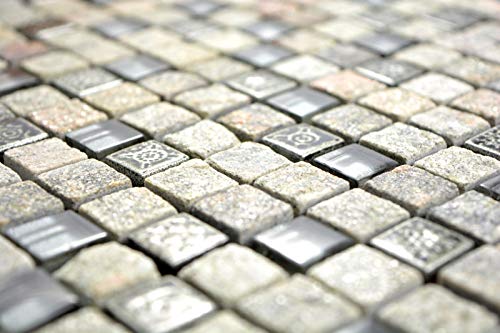 Mosaikfliese MOS92-02M7_f - Mosaico de cristal translúcido gris
