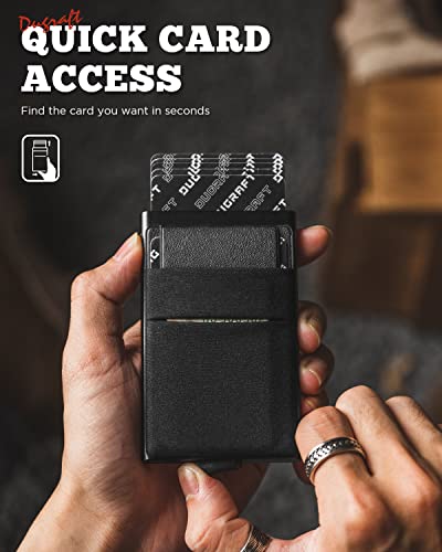 DUGRAFT Minimalist Card Wallet for Men, Slim Wallet Card Holder Pop Up Wallet with Money Front Pocket RFID Blocking Metal Credit Card Case for Men, Small Smart Wallet (Black)2