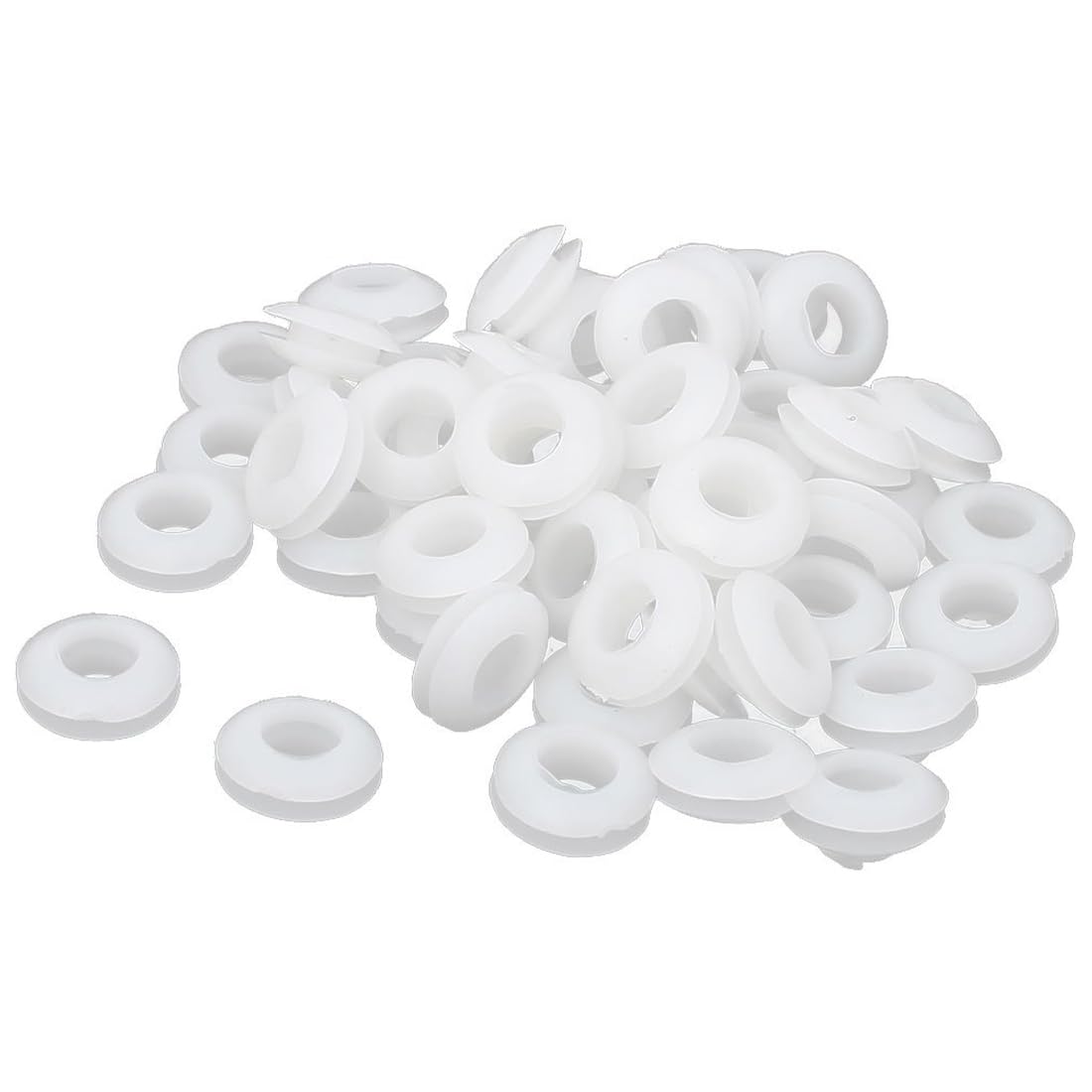 TOP-VIGOR 50Pcs White Rubber Grommets 8mm Wire Cable Protector Rings Electrical Hole Gaskets for Plugs and Conductor Wiring