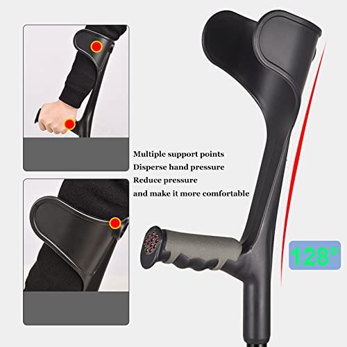 GeRRiT Crutches for Adults,Foldable Crutch Comfortable Grip and Wear-Resistant,Forearm Crutches Adjustable Height,Bearing 140kg,Balanced Walker Unisex,Black, Grey