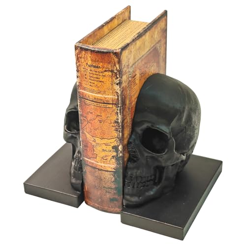Estatua Decorativa Calavera Negra de Resina