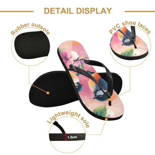 Bird Flowers Spring Peach Blossom Flip Flop Beach Summer Casual Sandal for Women & Men Shower Shoes 208611322