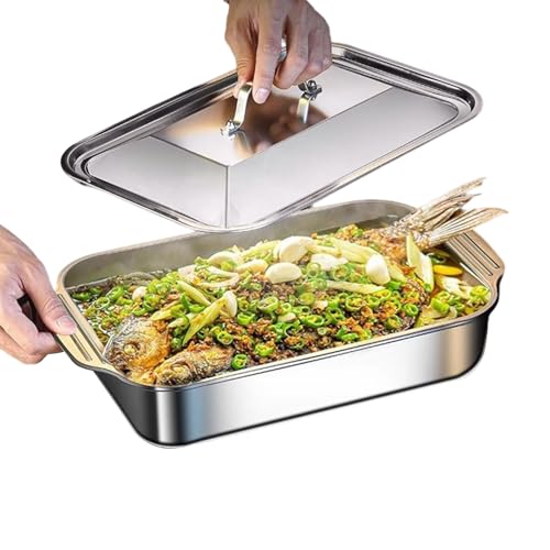 Bandeja para resistente al calor: utensilios para hornear cubiertos de 18,31 x 11,22 x 2,36 pulgadas, bandeja de cocción multiusos, de metal duradero para pasta de de pasteles | Hor