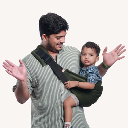 Image of Snugs Ergonomic Baby Carrier | Luxe Edition | Toddler carrier | Sling carrier | Breathable and Lightweight Fabric | Adjustable Straps | Suitable for 8 Months to 4 Years | Supports Up to 20 Kg (Forest Green)