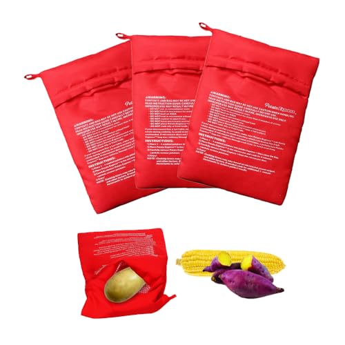 HIOQFR 3pcs Bolsa de Papa para Microondas Bolsa Patatas Microondas Bolsa Asar Patatas Saco de Cocina Lavable Reutilizable Cocer Patatas Microondas Bolsas Patatas Asadas Microwave Potato Express Bag
