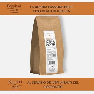 Beppiani 100% Massa di Cacao 750g in bottoni, gocce, cioccolato artigianale fondente 100 per cento vegano senza zucchero, ricca di antiossidanti, per diete bilanciate - Made in Italy