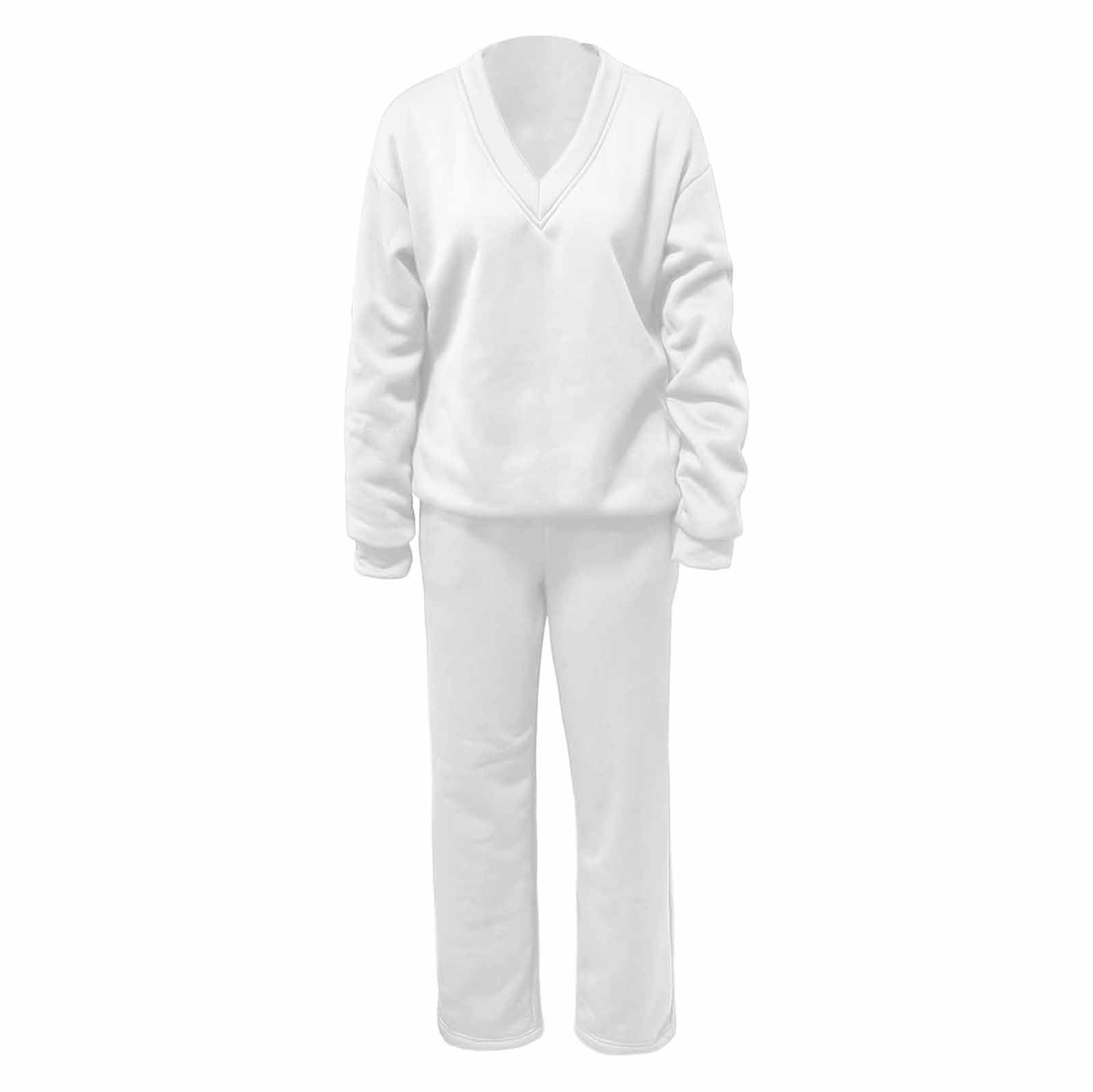 Generisch Tuta sportiva da donna, girocollo, maniche lunghe, pantaloni larghi