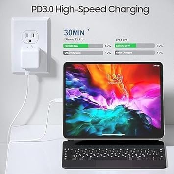 Image of Original 35W Power Adapter Charger Dual Port Adapter for iPhone 13 14 15 MFi Certified Dual USB C Power Adapter Charger Adapter with USB C to USB C & USB C to Mobile Charger (DEC119)