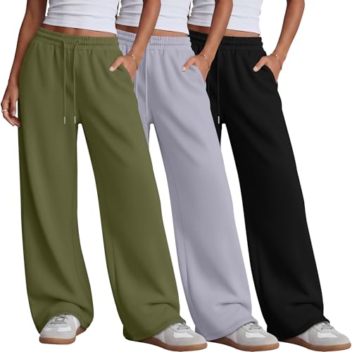 BRIEFING 新品　3D LOGO WIDE JOGGER PANTS S Amazon.com: Neer 3 Pack Women's Wide Leg Sweatpants Yoga Baggy