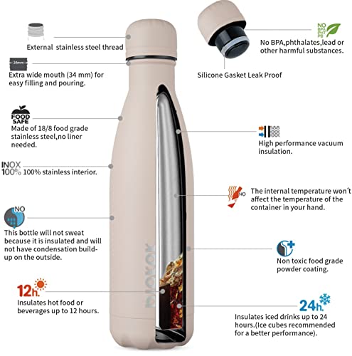Image of BJPKPK 17 oz Insulated Water Bottle, Stainless Steel Flask, Leak Proof