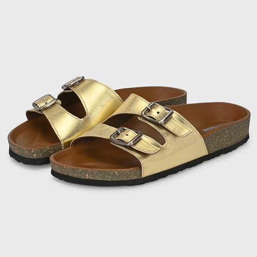 Image of Centrino Women's Berkin-Style Slip-On Sandals | Open Toe Design | Soft PU Footbed | Lightweight & Comfortable | Arch Support | On-Grip Sole | Casual Outdoor Wear (9228)