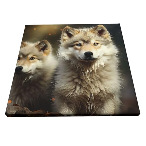 Poster loup mignon toile anti-reflet pour décorer mur vide